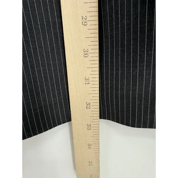 Stafford Suit 42L Gray‎ Charcoal Pinstripe Wool Silk Pants 36 Waist Pleated NEW